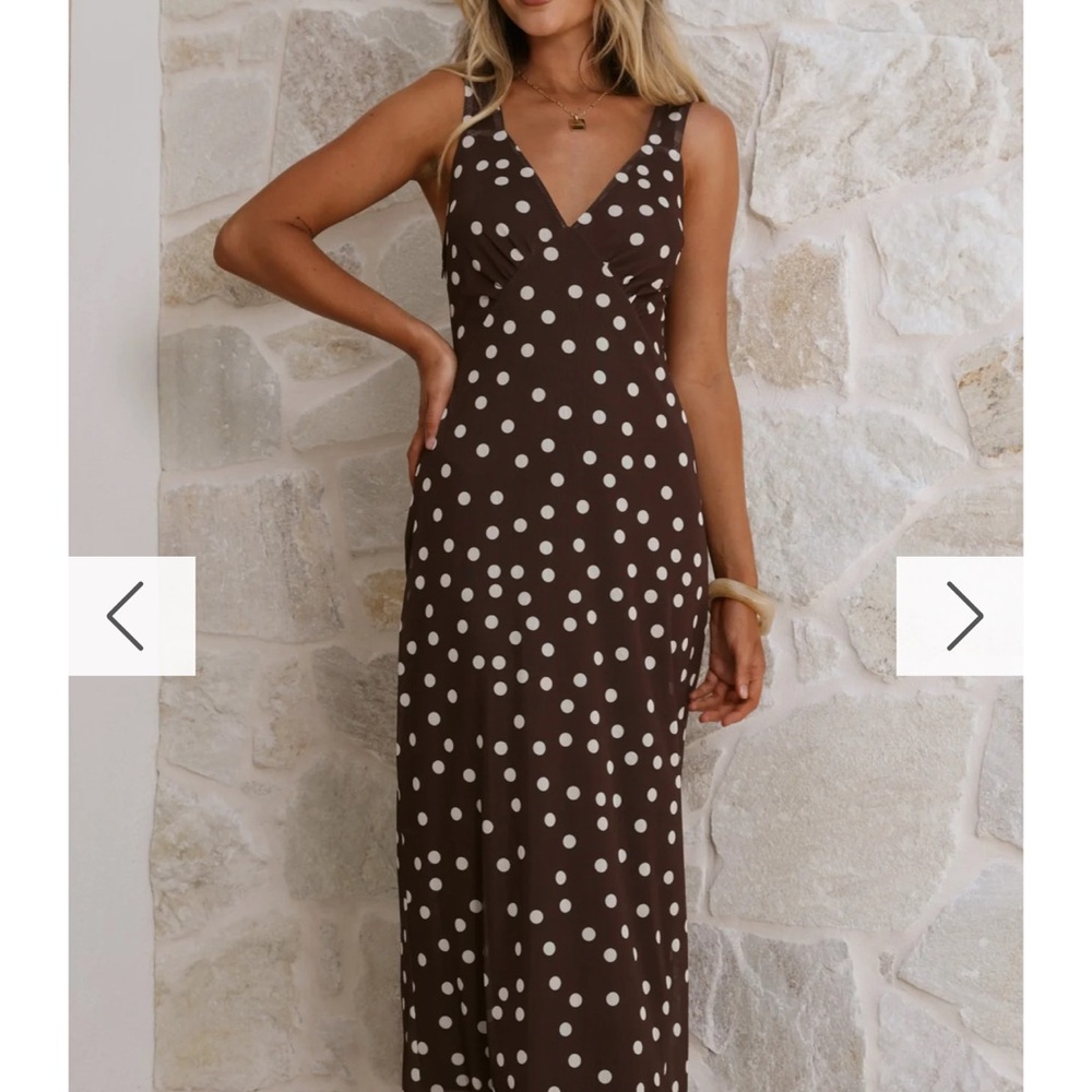 Brown Polka Dot Maxi Dress